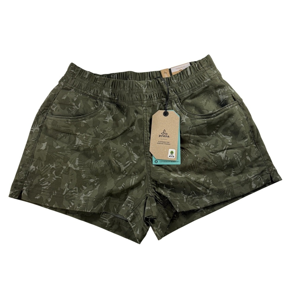 Prana Womens Halle Camouflage Relaxed Fit Shorts Green Size 2 Inseam 3" NEW
